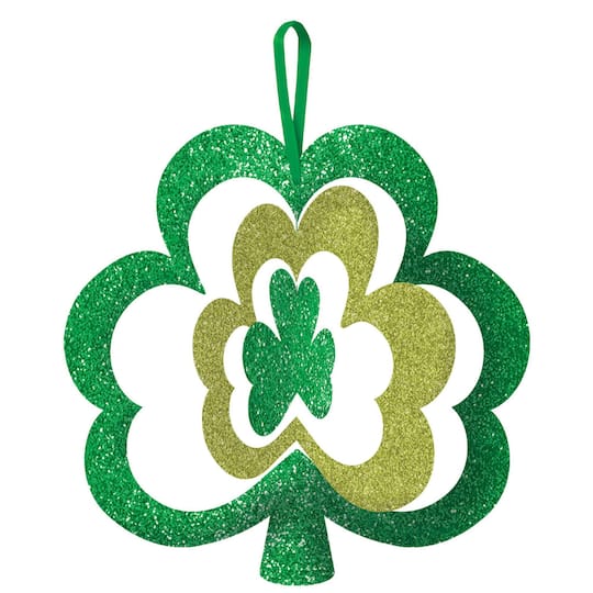 St. Patrick&#x27;s Day Spinning Glitter Shamrock Sign, 5ct.